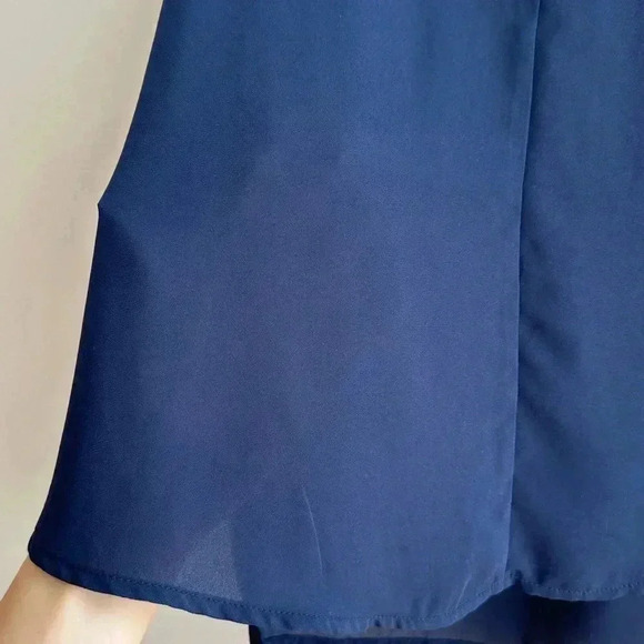 Elodie Navy Blue Swing Tank Top, Sheer Flowy Blouse, Size Small - Picture 6 of 16